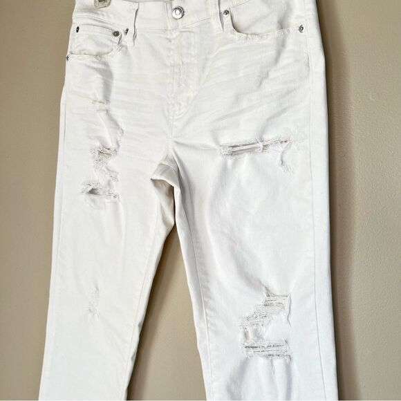 J Crew Ankle Crop Distressed Destroyed White Denim Jeans Style  Size 27 - Picture 3 of 16